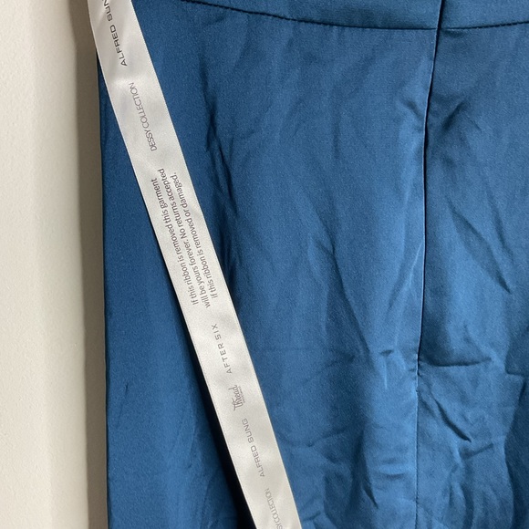 Dessy Collection Off-Shoulder Empire Waist Front Slit Maxi Teal Maxi Dress NWT 0 - Picture 6 of 11